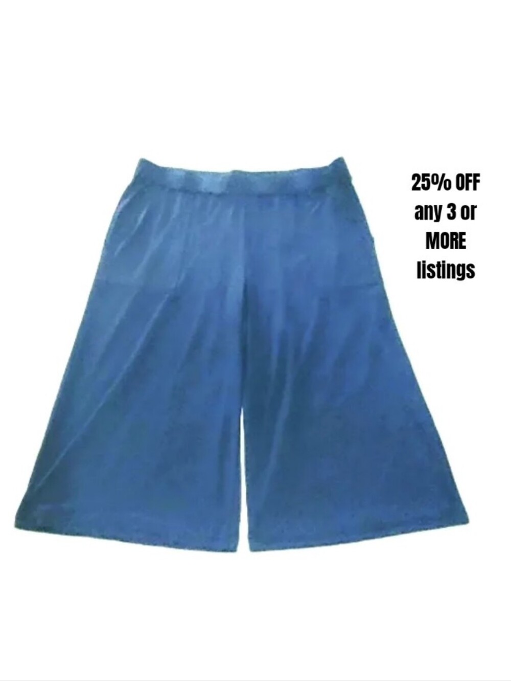 Wide-Leg Blue Women’s Capri Size Large Big Pockets Soft Loungewear Athleisure